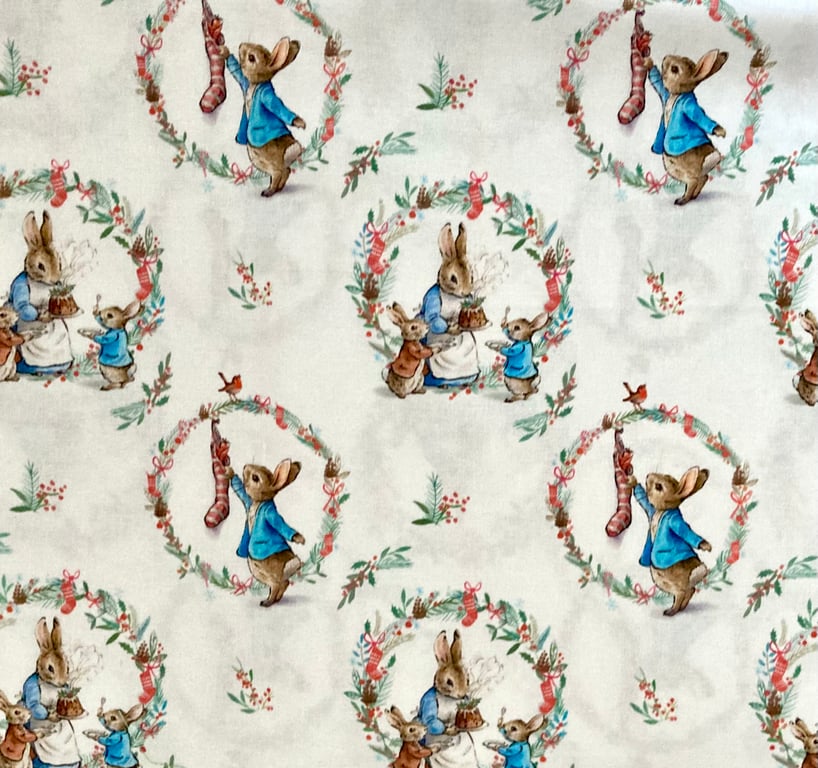 White Christmas Peter Rabbit Fabric