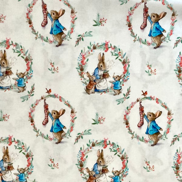 White Christmas Peter Rabbit Fabric