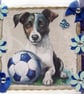 Jack Russell Dog with Football - Hand Crafted Decoupage Greeting Card (2999)