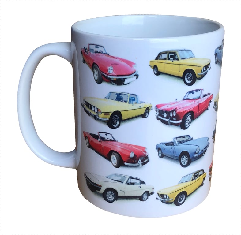 Triumph Classic Cars - 11oz Ceramic Mug - Plain or Happy Birthday style