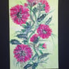 pink flowers aceo original by Gweddusart