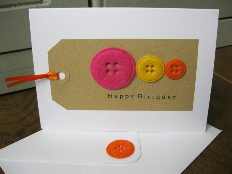 Happy Birthday Button Cards (Pink)