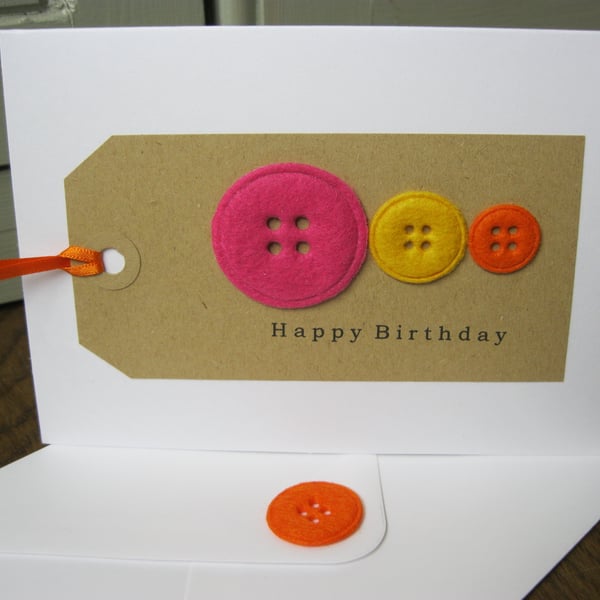 Happy Birthday Button Cards (Pink)