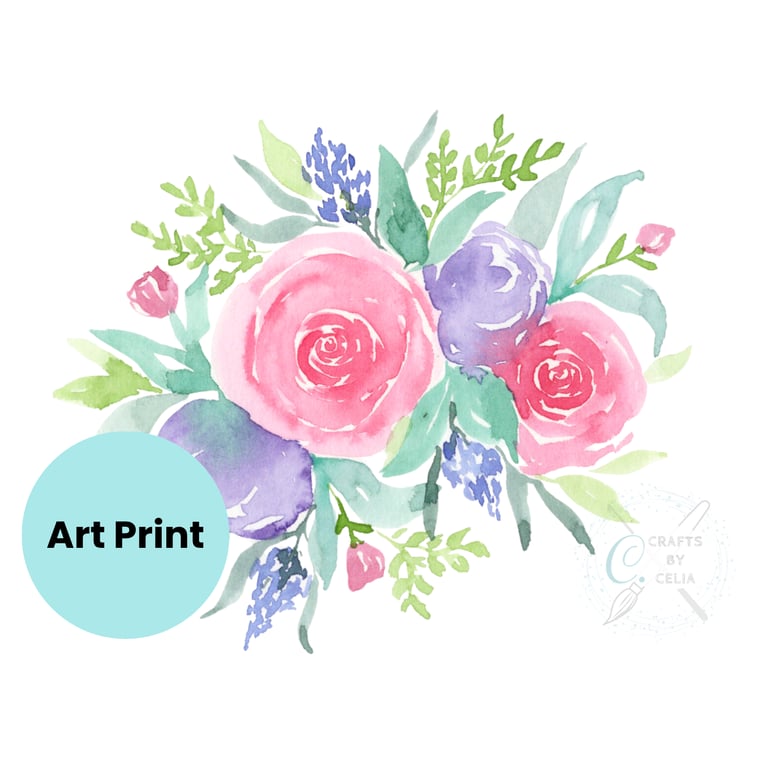 Loose Watercolour Flower Art Print, available in A4 and A5