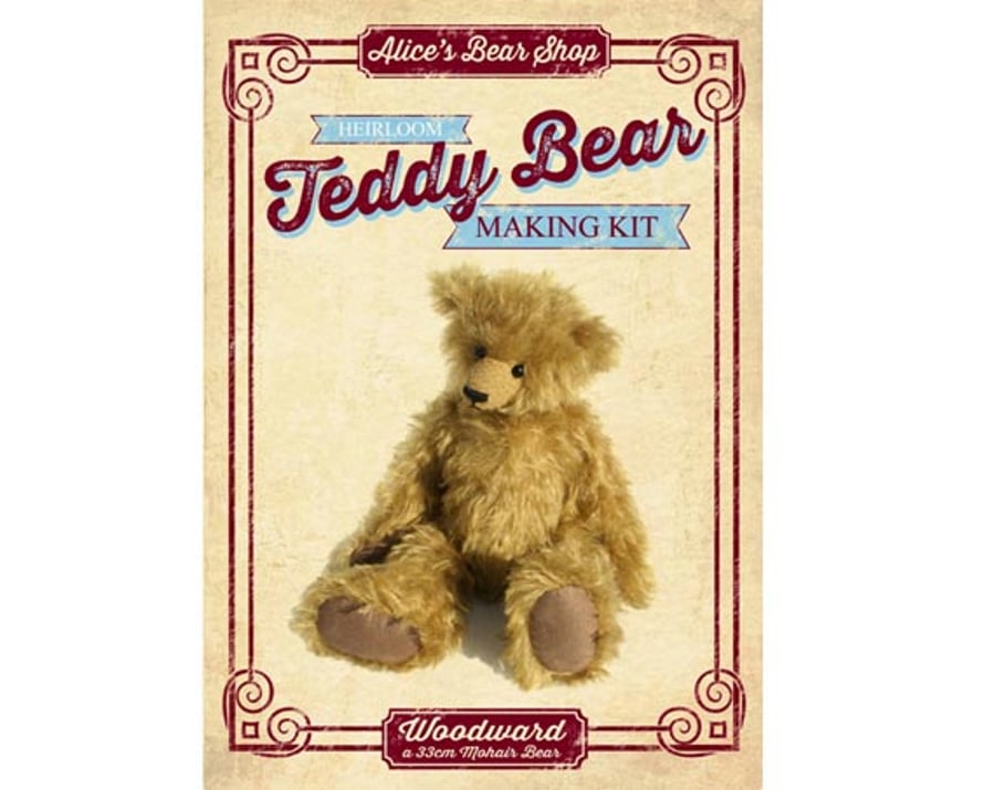 Heirloom Mohair Teddy Bear Making Kit - Woodward - 33cm when made