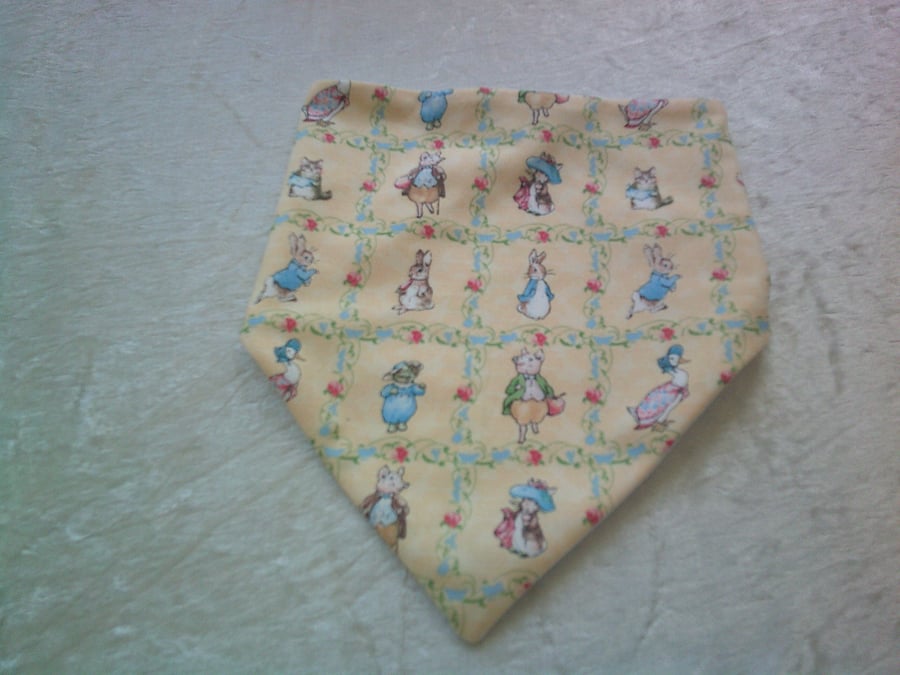 Beatrix Potter Characters  in Foliage Squares Baby Dribble Bib