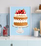 Victoria Sponge Cake A4 Art Print - Image 2