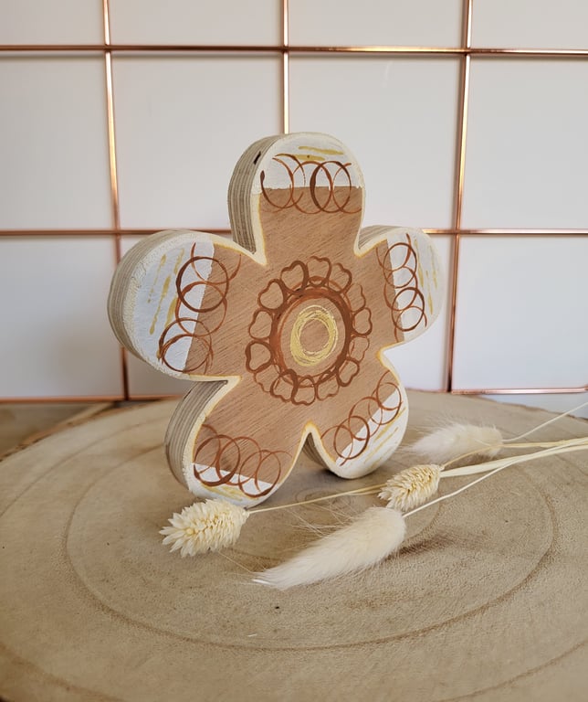 Hand crafted large wooden flower decoration