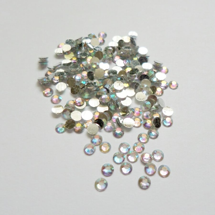 200  Rhinestone Gem Flatbacks - AB Crystal 3mm