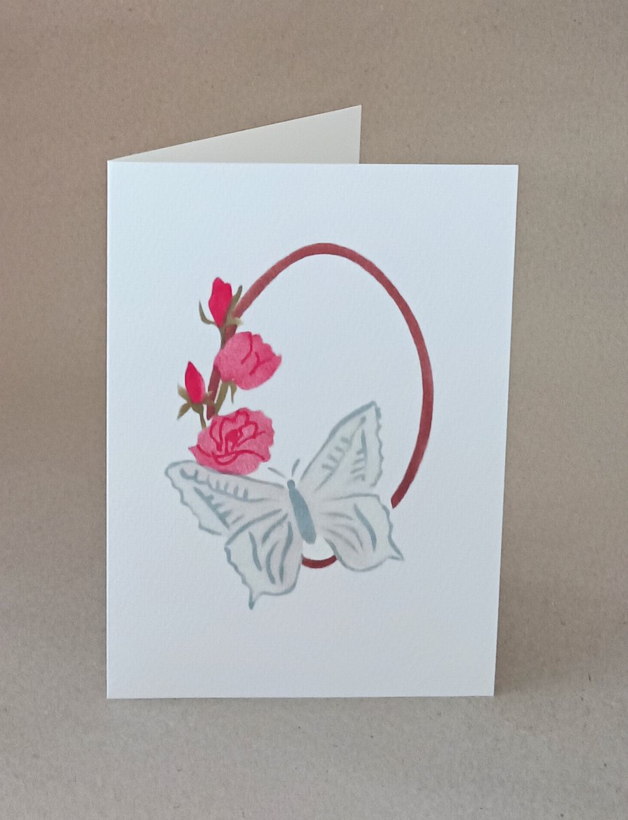 Butterfly Rose card, Valentine, new home or wedding card