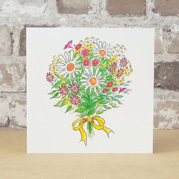 Blank Card Flower Bouquet Eco Friendly