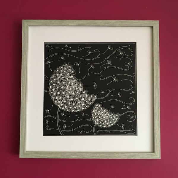 Lino Print "When The Wind Blows"