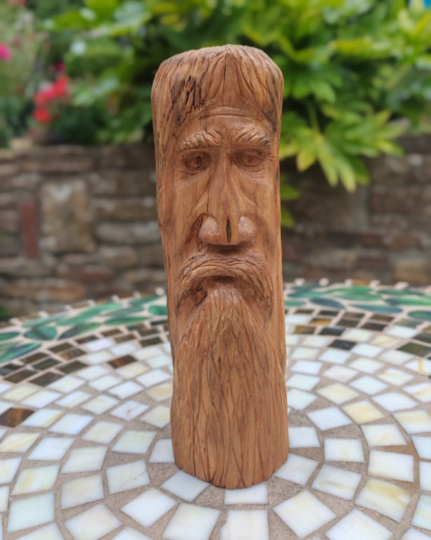 Hand carved wood spirit totem in Beech wood