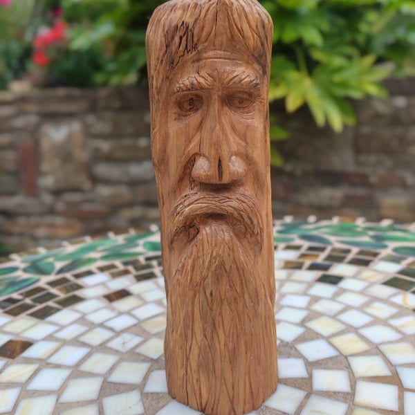 Hand carved wood spirit totem in Beech wood