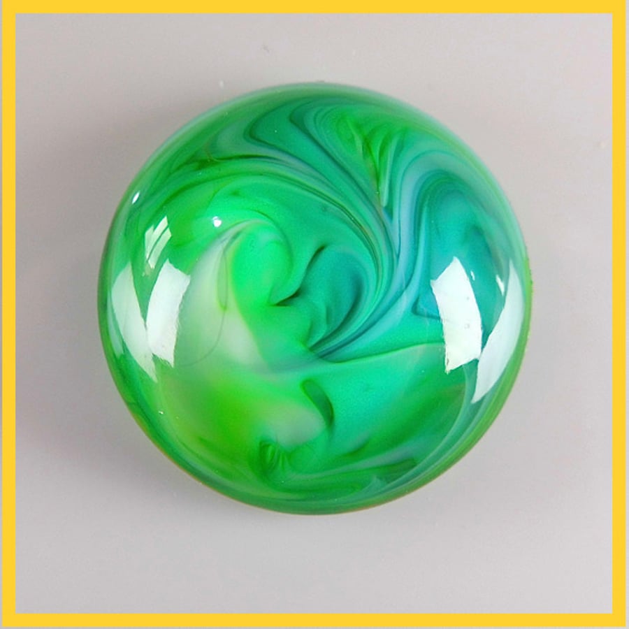 Large Round Green Cabochon, Unique, hand made, Resin Jewelry,  L121