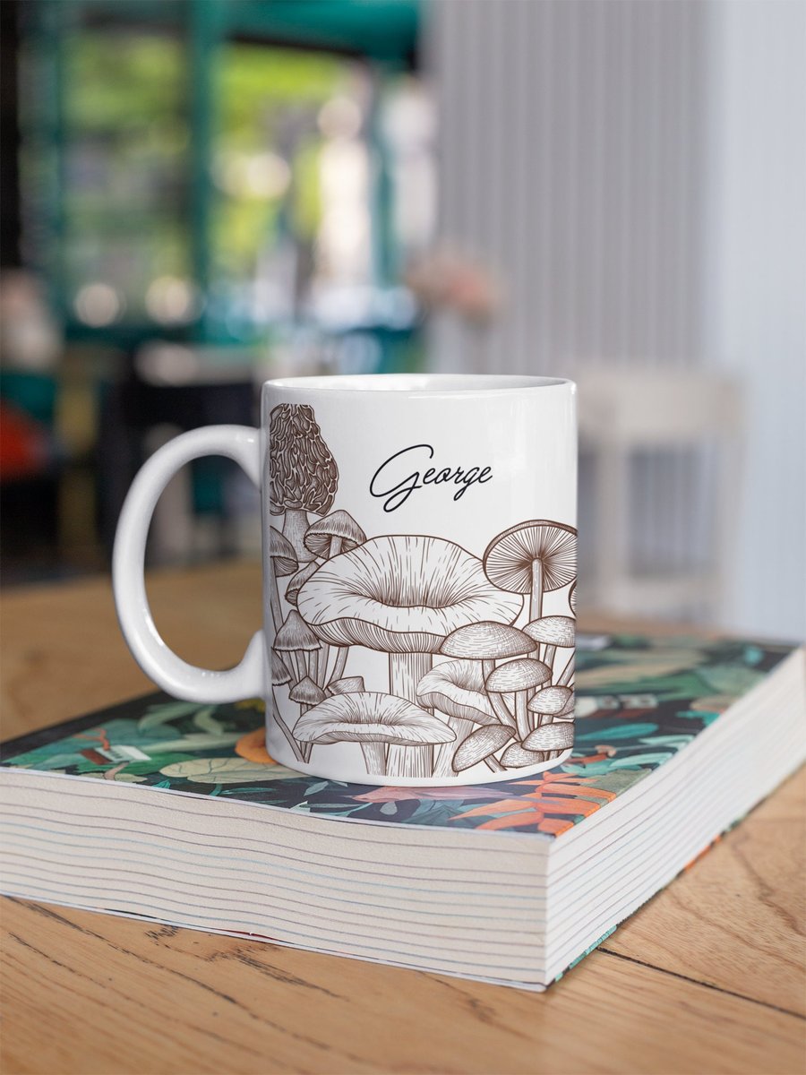 Mushroom mug personalised coffee mug realistic design cottagecore mug
