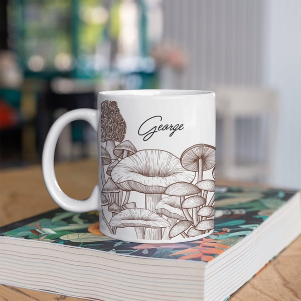 Mushroom mug personalised coffee mug realistic design cottagecore mug