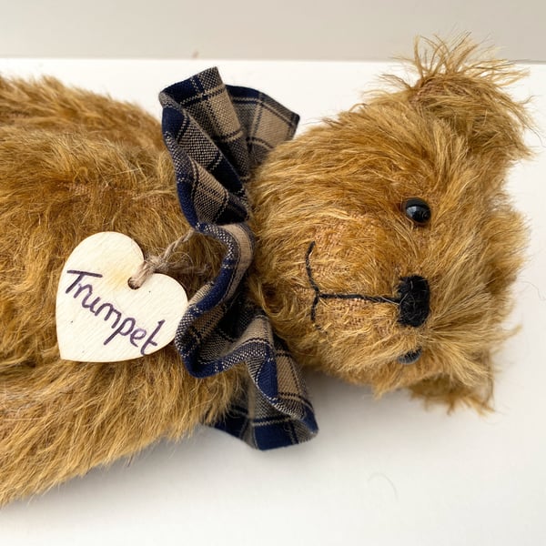 Mohair teddy bear, handmade dressed one of a kind artist bear