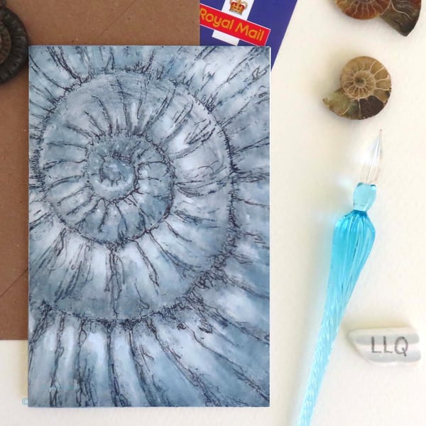 Ammonite no.89 greeting card note card notecard notelet fossil cello free