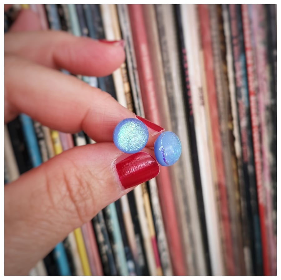 lavender blue and green glass earrings