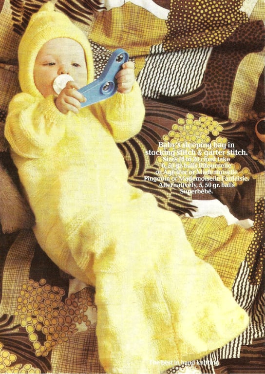 VINTAGE KNITTING PATTERN Sleeping Bag for Baby