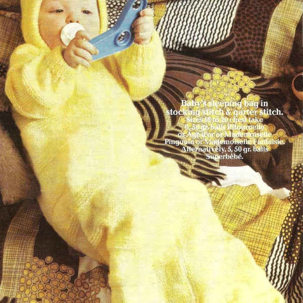 VINTAGE KNITTING PATTERN Baby Sleeping Bag