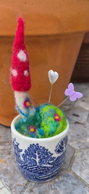 Miniature Toadstool Pincushion Diorama 
