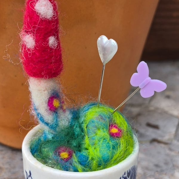 Miniature Toadstool Pincushion Diorama 