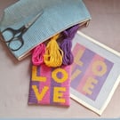 LOVE Needlepoint Coaster Kit – Beginner Modern Tapestry Craft Kit