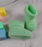 Mint Green Crochet Baby Booties - Handmade Newborn Booties 0-3 Months - Image 3