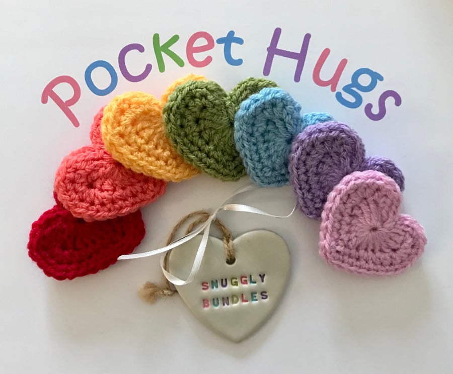Personalised Rainbow Pocket Hug Hearts