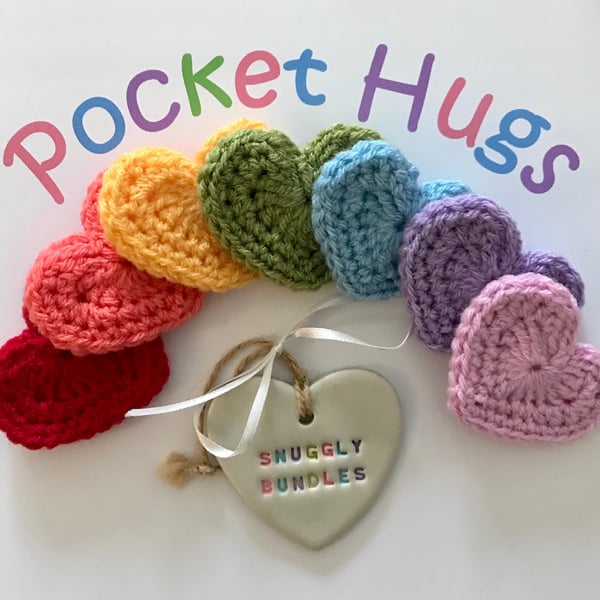 Personalised Rainbow Pocket Hug Hearts