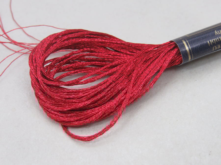 Single Skein of Anchor Metallic Red Embroidery Thread