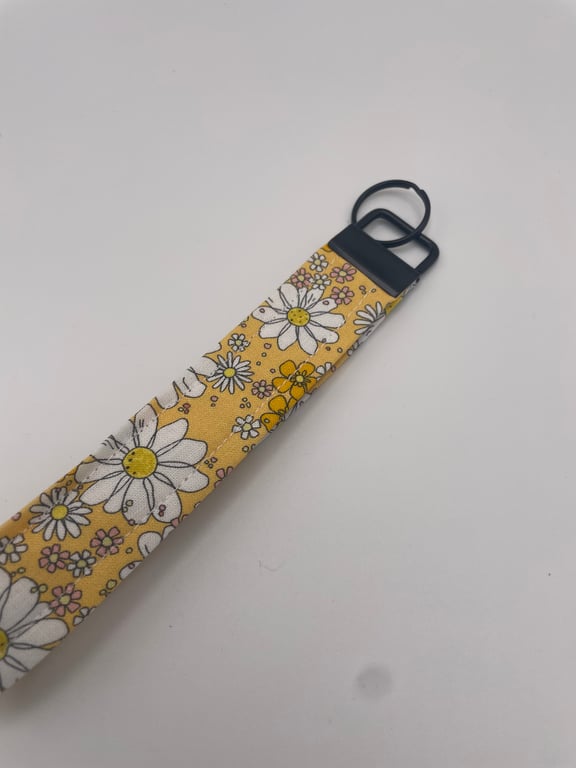 Wristlet KEYCHAINS -DAISY YELLOW  (Black Matt fastening)
