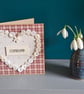 Cariad Welsh Square Button Heart Card Size 5" x 5" (12.5cm x 12.5cm) - Image 1