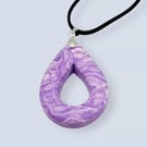 Pink and Lilac Marbled Glasses Holder Necklace with Black Waxed Cord