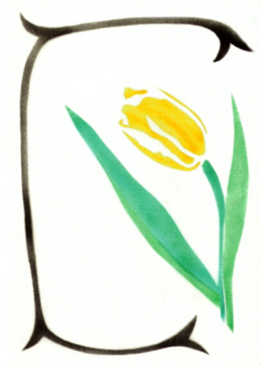 tulip Yellow flower spring botanical art note card