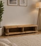 Rustic Wooden Low Rise TV Unit with Dividers 