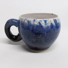 Mug Huggable Midnight Blue hues with Tin white glaze Stoneware Ceramic.