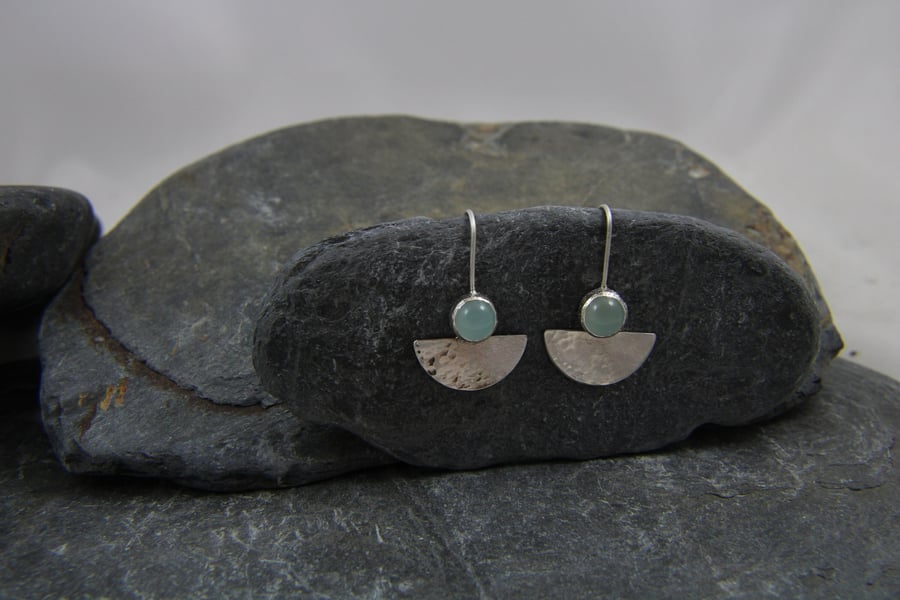 Reflections on the Sea Sterling Silver Chalcedony gemstone dangle earrings 