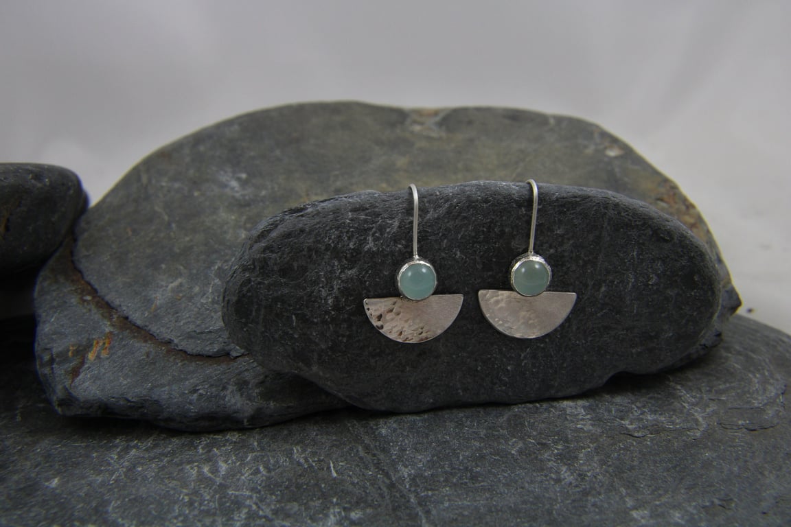 Reflections on the Sea Sterling Silver Chalcedony gemstone dangle earrings 