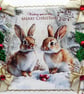 Hand Crafted Decoupage Chistmas Card - Merry Christmas (3408) - Rabbits in Snow