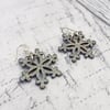 Green sparkle Snowflake dangle earrings winter inspired rustic country charm