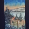 Lakeside walkway aceo watercolour by Gweddusart