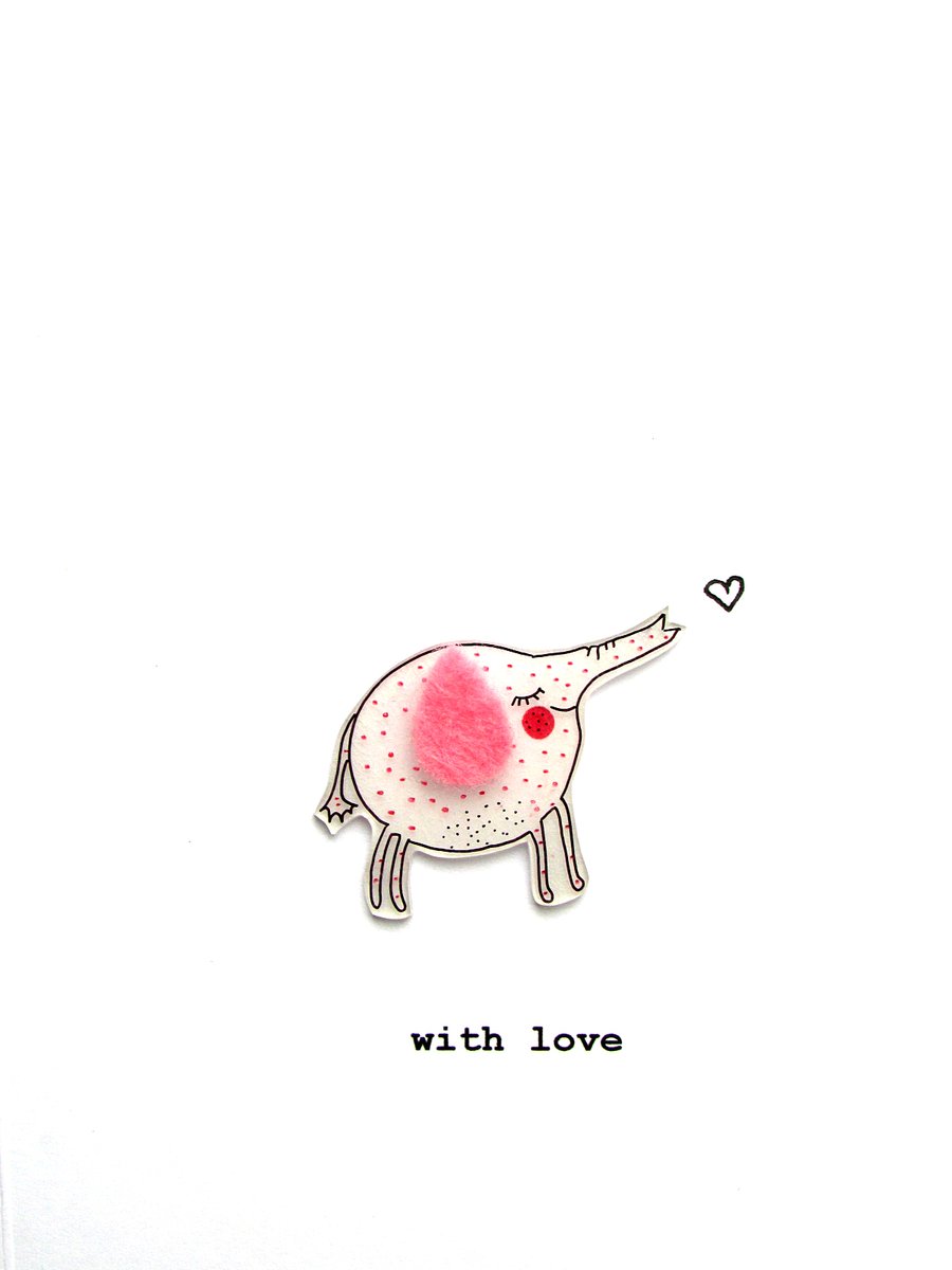 love card - elephant and heart