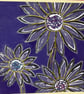 Daisy lino printed card, original design 