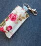 Key ring lip balm holder blue floral fabric keyring  - Image 5
