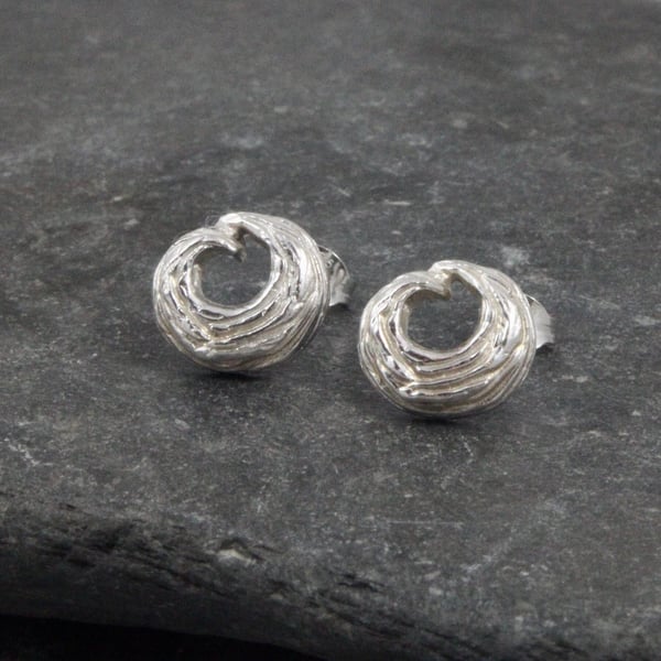 Ebb and Flow Sterling Silver Wave Stud Earrings 