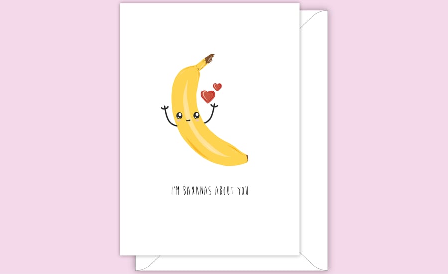 Funny Anniversary Card, I'm Bananas About You