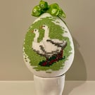 perfectly imperfect Large Fabric Easter Egg with two geese motif